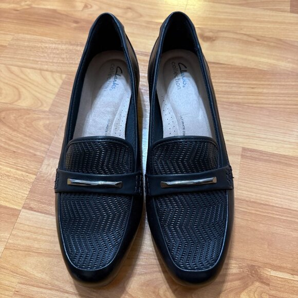 NEW Clarks Juliet Aster Size 9.5W Black Textured Leather Loafers ~ Perfect - Picture 8 of 11